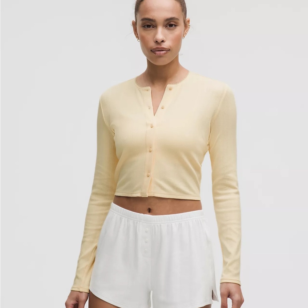 Lululemon Cotton Pointelle Cropped Button Shirt
